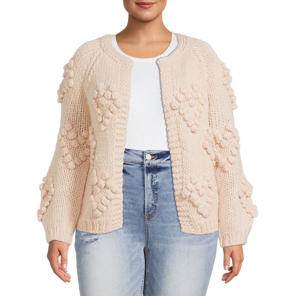 Dreamers by Debut Plus Size Pompom Cardigan